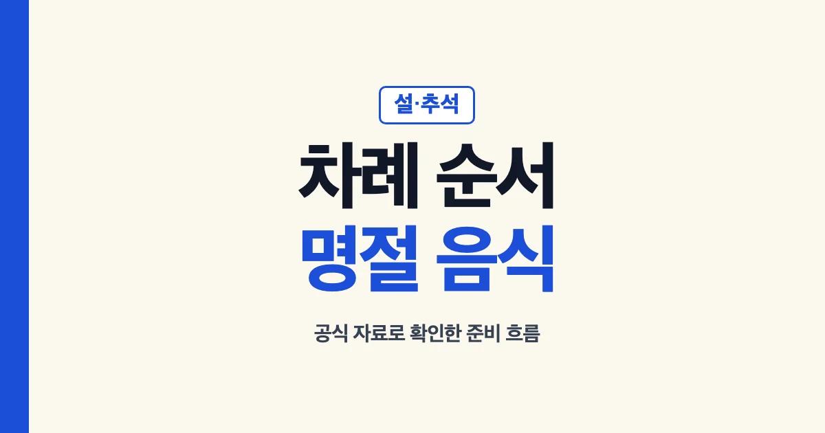 차례 순서와 설·추석 명절 음식 안내