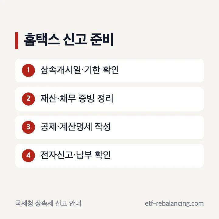 자녀 상속세 홈택스 신고와 서류 준비 순서