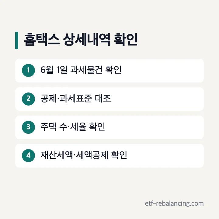 홈택스 종부세 과세물건 과세표준 적용 세율 고지세액 확인 순서