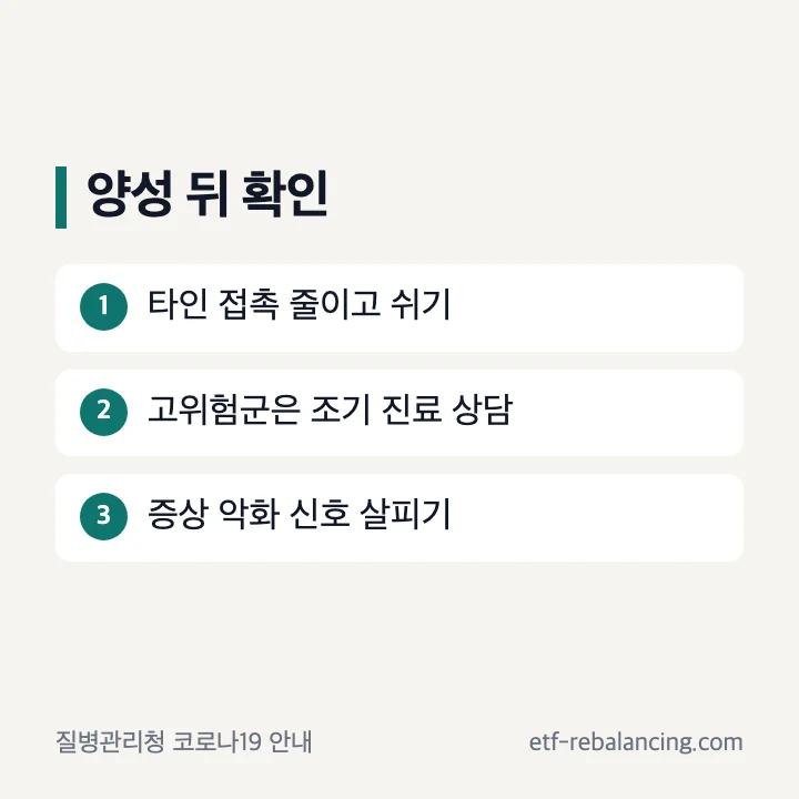 자가키트 양성 뒤 접촉 줄이기와 진료 확인