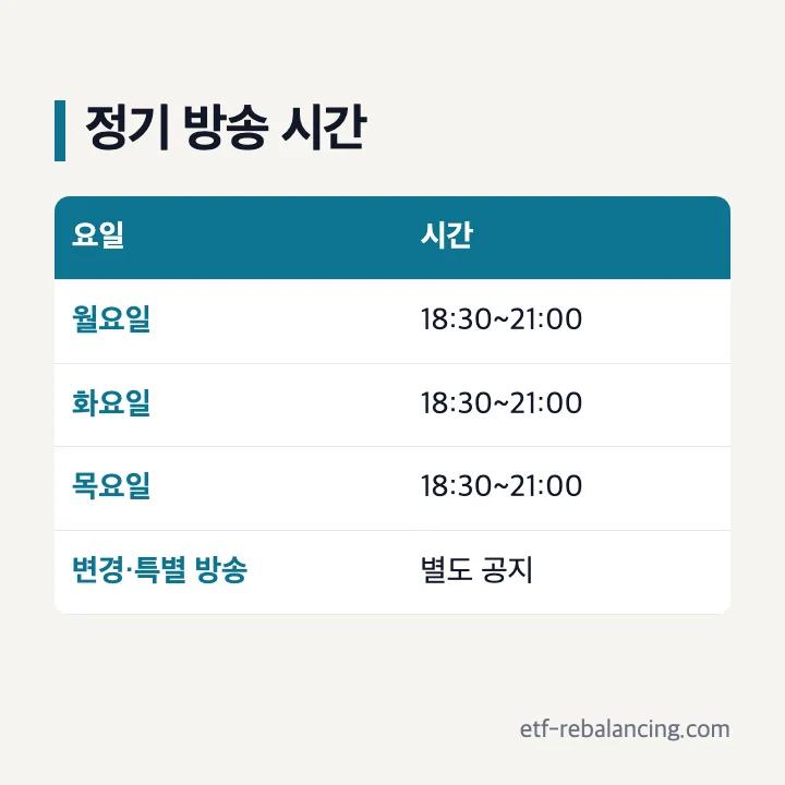 땡피싱 정기 라이브 방송 요일과 시간