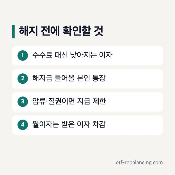 예금 중도해지 수수료와 입금 계좌 해지 전 확인 사항