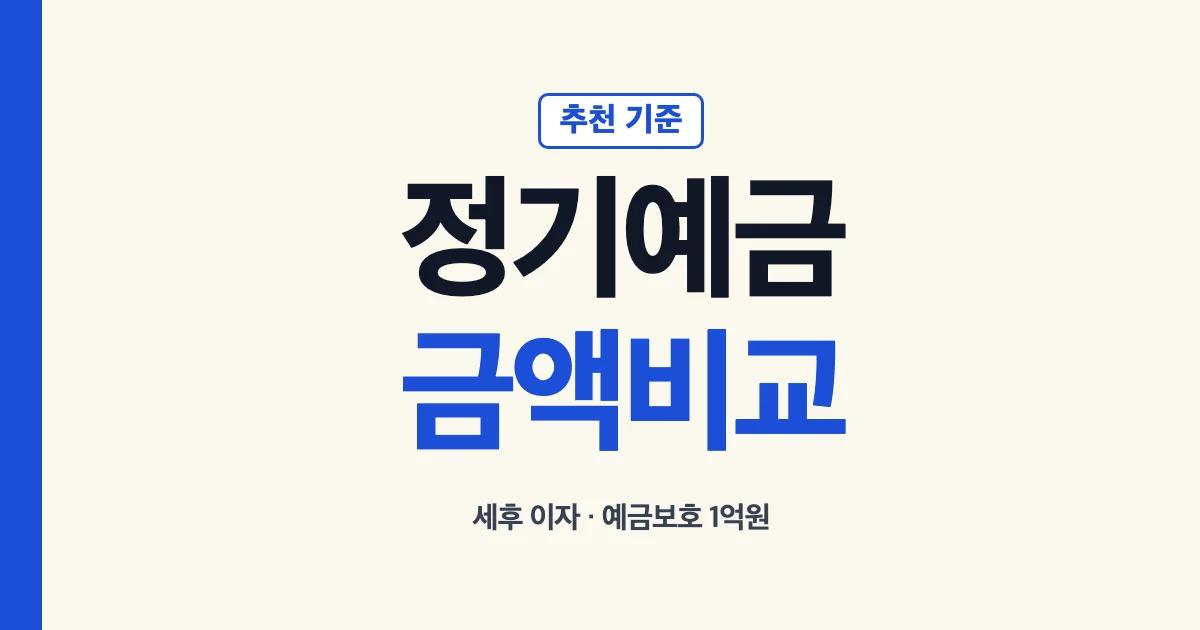 정기예금 추천 기준과 금액비교 안내