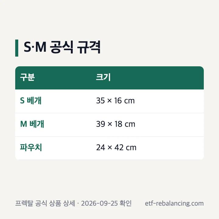 프렉탈 베개 S 35 곱하기 16cm와 M 39 곱하기 18cm 규격