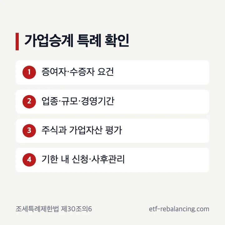가업승계 증여세 과세특례의 주요 확인 순서
