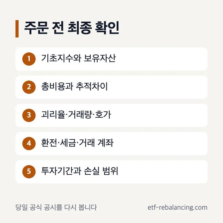금 ETF 주문 전 최종 확인 목록