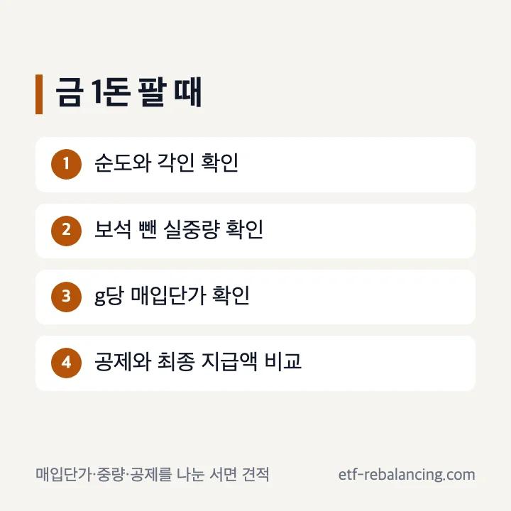 금 1돈 팔 때 견적 확인 항목