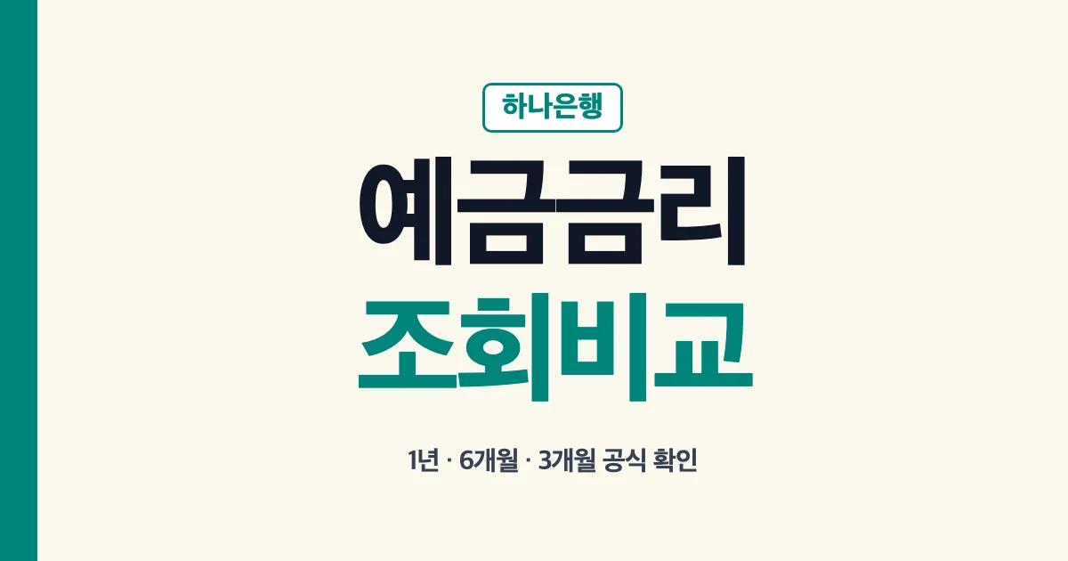 하나은행 예금 금리 기간별 공식 조회 안내