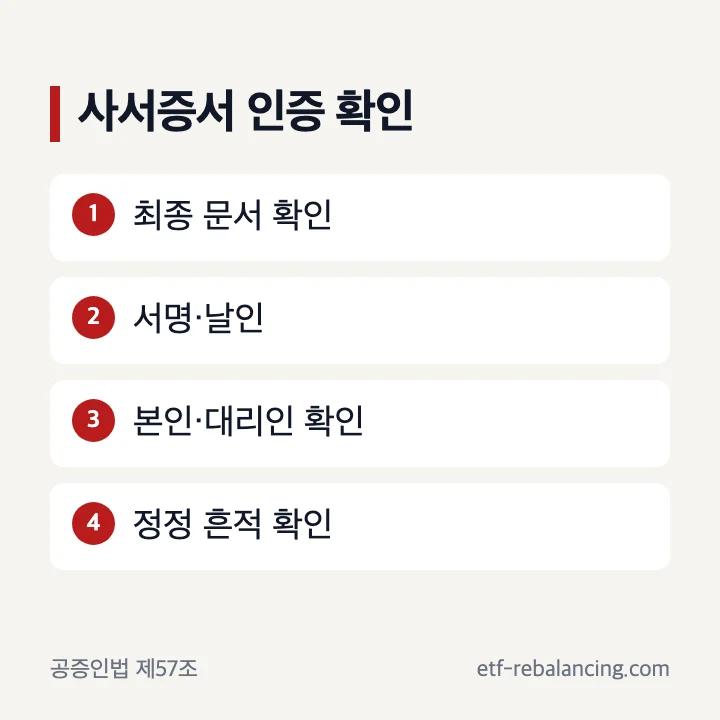사서증서 인증에서 확인하는 서명 날인과 정정