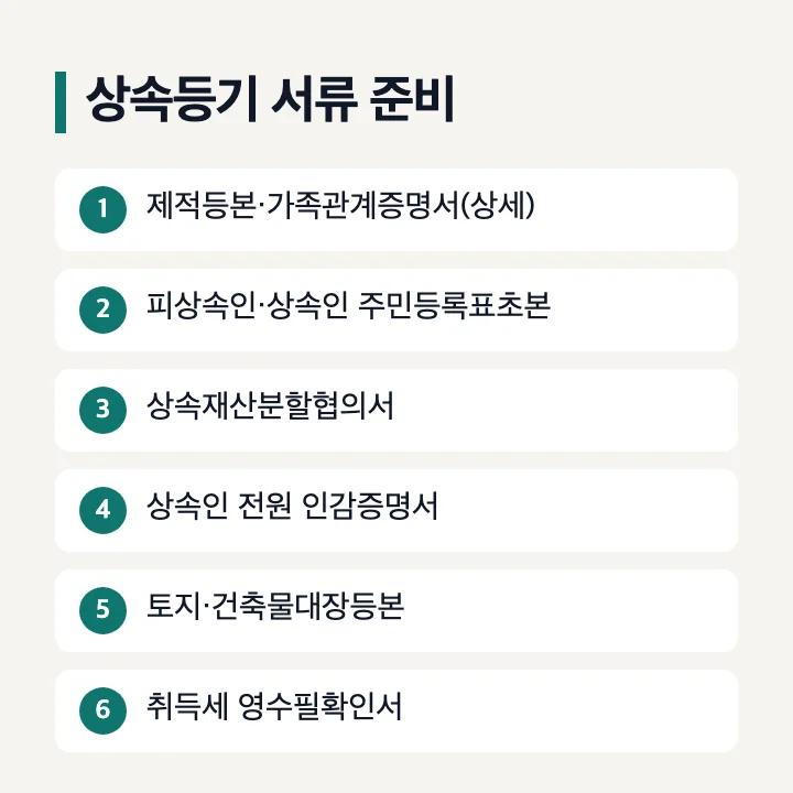 상속등기 법무사에게 맡길 때 준비할 서류 목록
