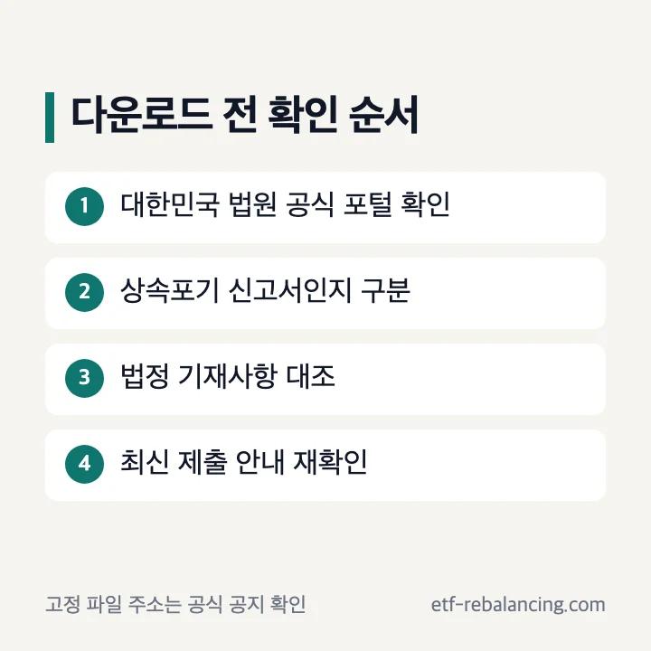 상속포기 양식 다운로드 전 공식 출처 확인 순서