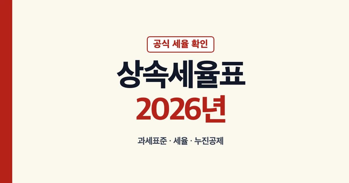 상속세율표 2026년 과세표준별 세율 안내