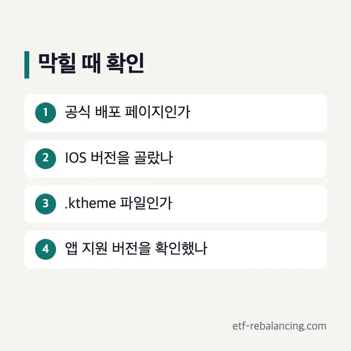 아이폰 카카오톡 테마 적용 전 파일 출처 형식 앱 버전 확인