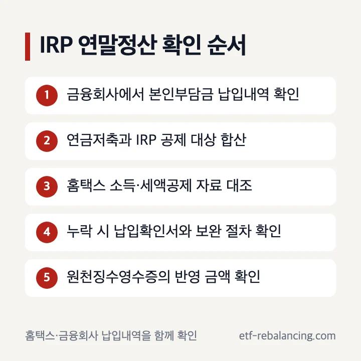 IRP 연말정산 세액공제 자료 확인 순서