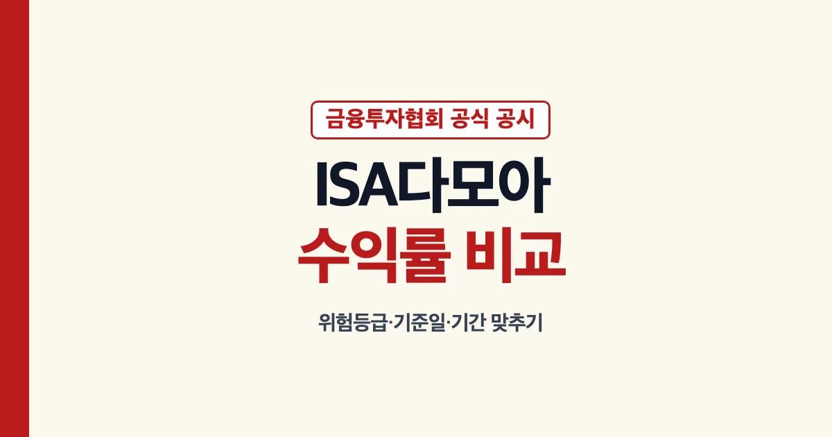 ISA다모아 수익률 비교 안내