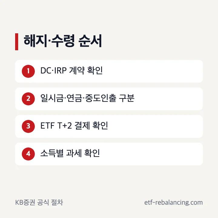 KB퇴직연금 해지 수령 DC 출금 확인 순서