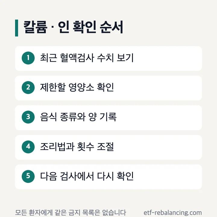 칼륨과 인을 최근 검사 수치부터 확인하는 순서