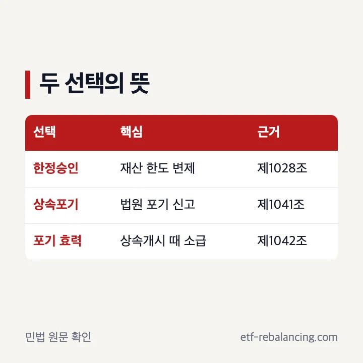 한정승인과 상속포기 뜻 비교표