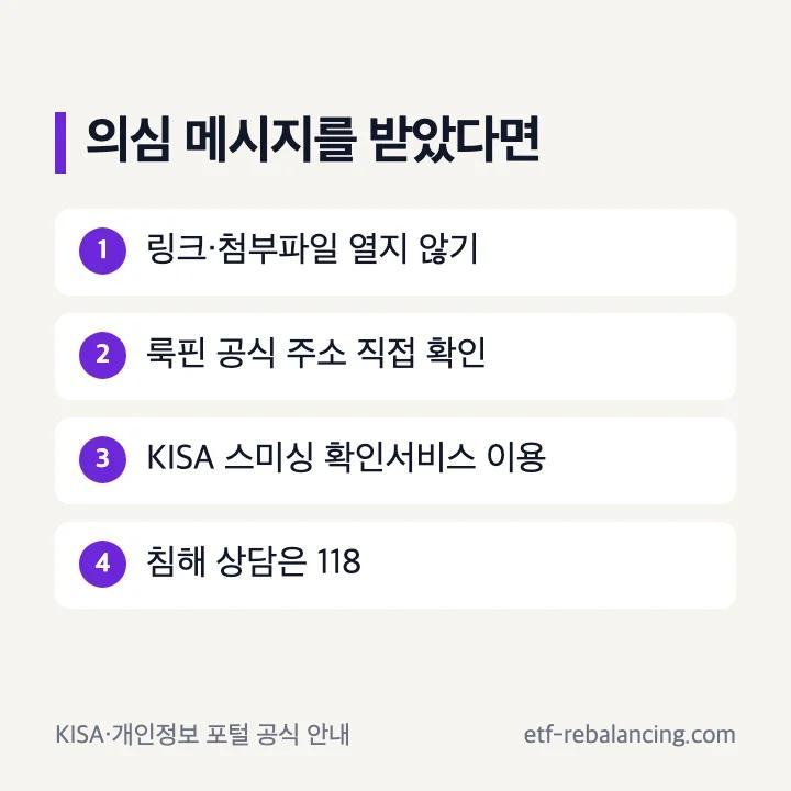 의심 메시지를 열지 않고 스미싱을 확인하는 절차