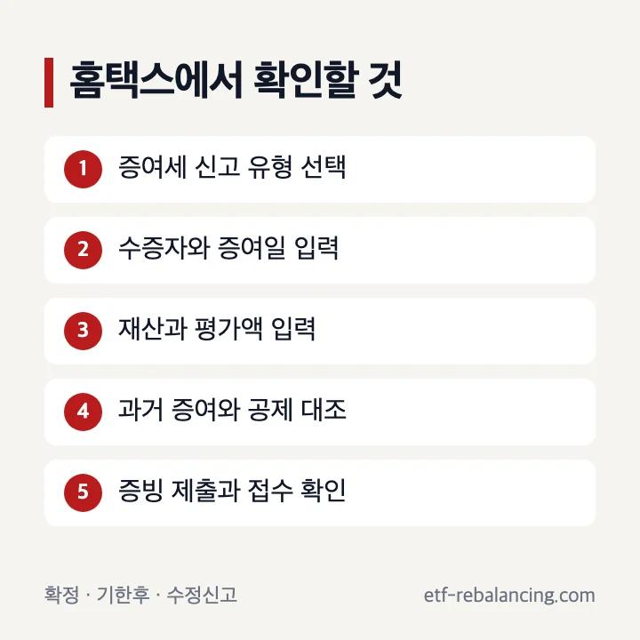 미성년자 증여 신고 홈택스 진행 순서