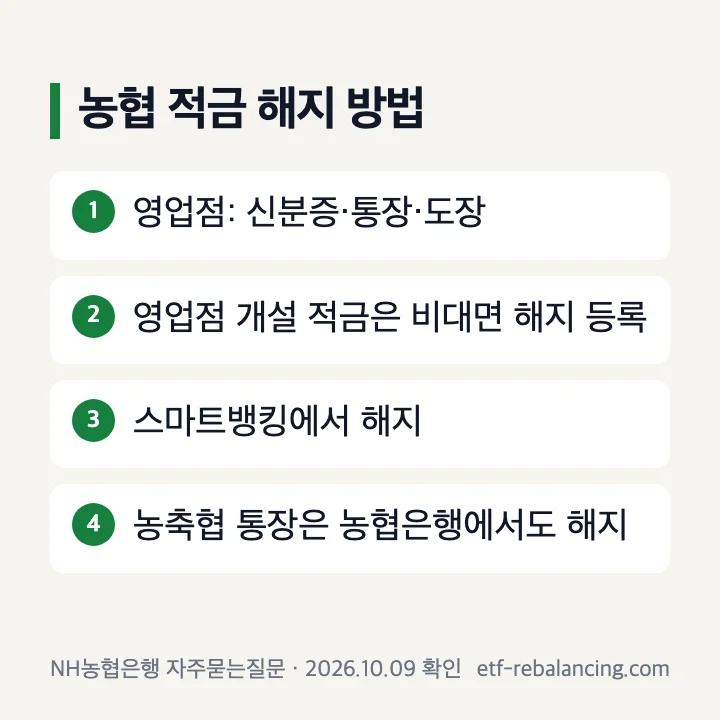 농협 적금 해지 방법 순서