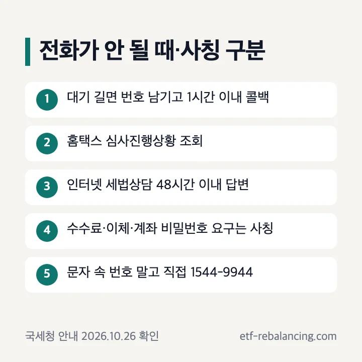근로장려금 상담센터 전화 안 될 때 콜백 인터넷 세법상담 사칭 문자 구분 체크