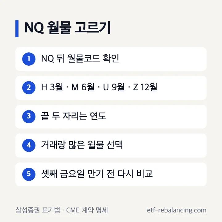 NQ 월물코드 고르는 순서