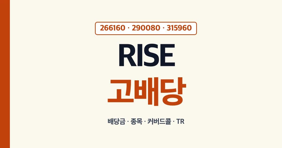 RISE 고배당 266160 배당금 종목 커버드콜 고배당TR