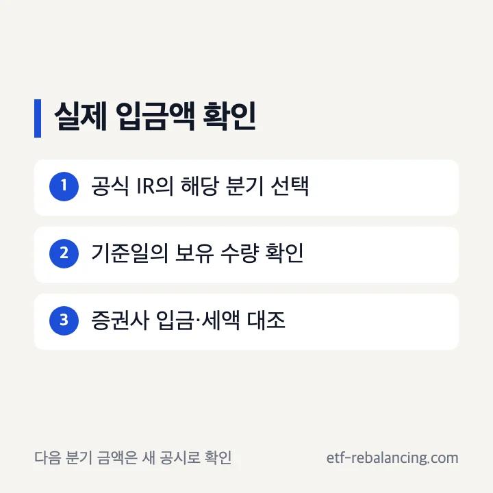 삼성전자 공식 배당 결정과 증권사 입금내역 대조 순서