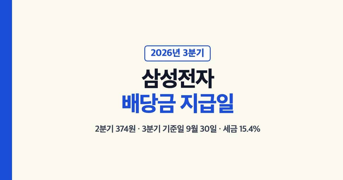 삼성전자 배당금 지급일과 2026년 3분기 배당 기준일