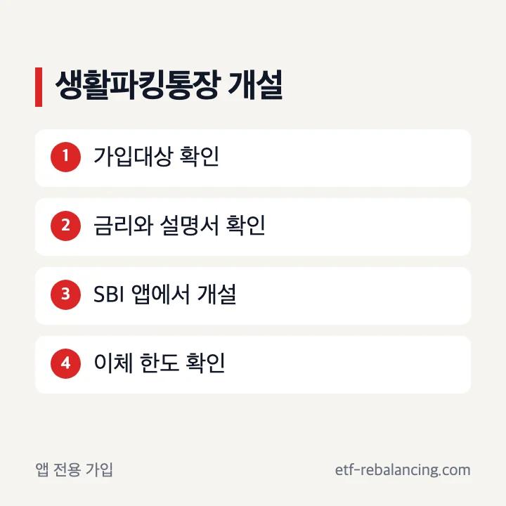 SBI 생활파킹통장 앱 개설 순서