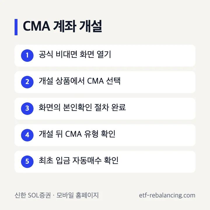 신한투자증권 CMA 계좌개설과 유형 확인 순서