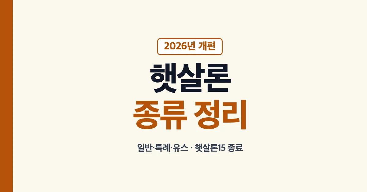 2026년 햇살론 종류 일반 특례 유스와 햇살론15 종료 안내