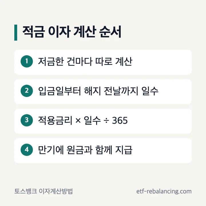토스뱅크 적금 이자 계산 순서