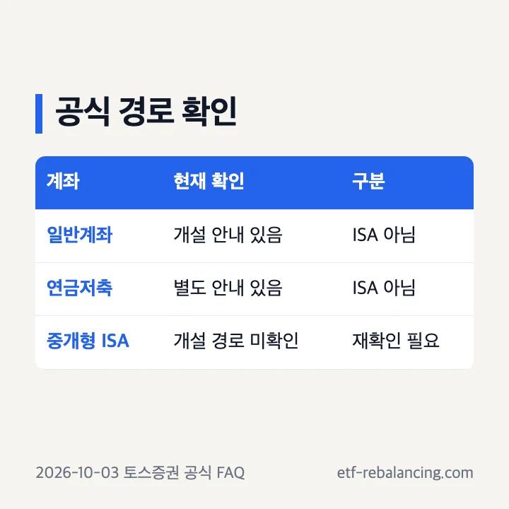 토스증권 ISA 공식 확인 결과와 일반 계좌 구분