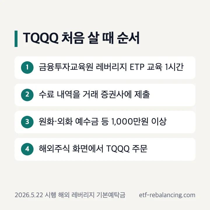 TQQQ 처음 살 때 사전교육과 기본예탁금 순서