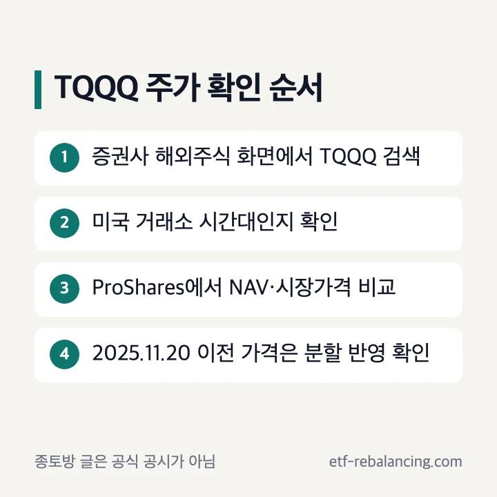 TQQQ 주가 확인 순서
