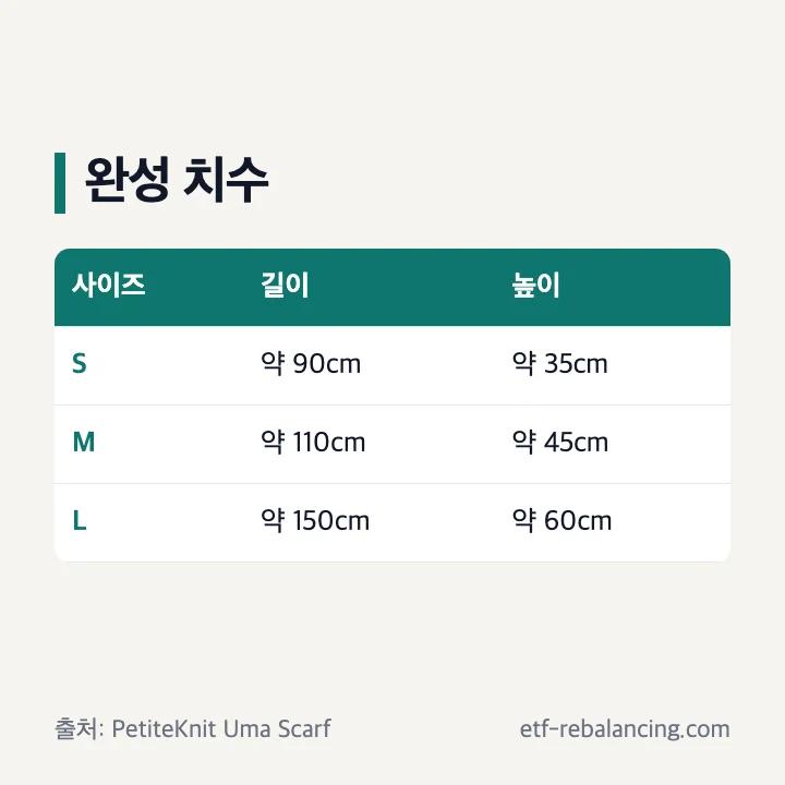 원작 우마스카프 S M L 길이와 높이 비교