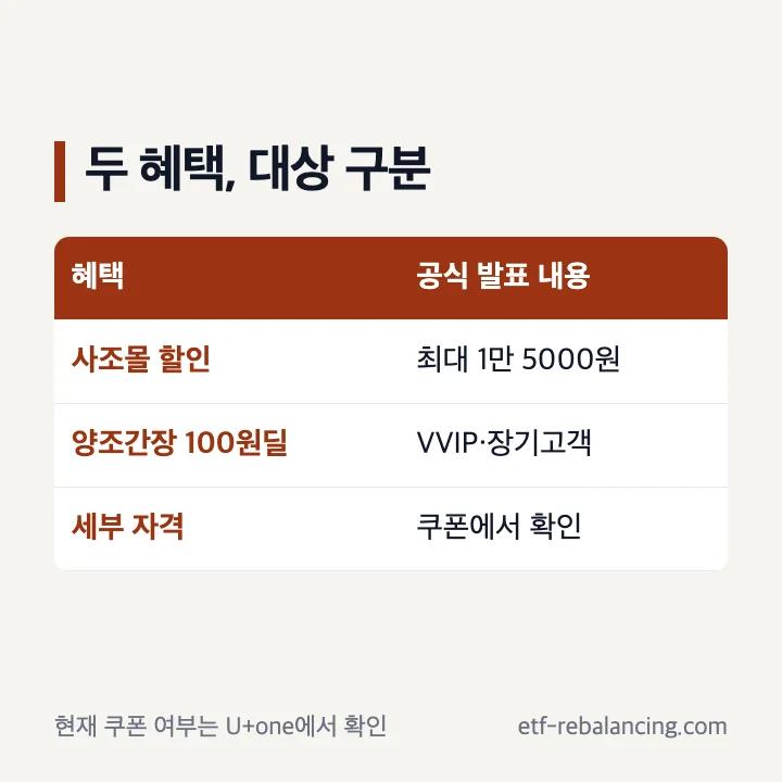 사조몰 할인과 VVIP 장기고객 100원딜 대상 구분