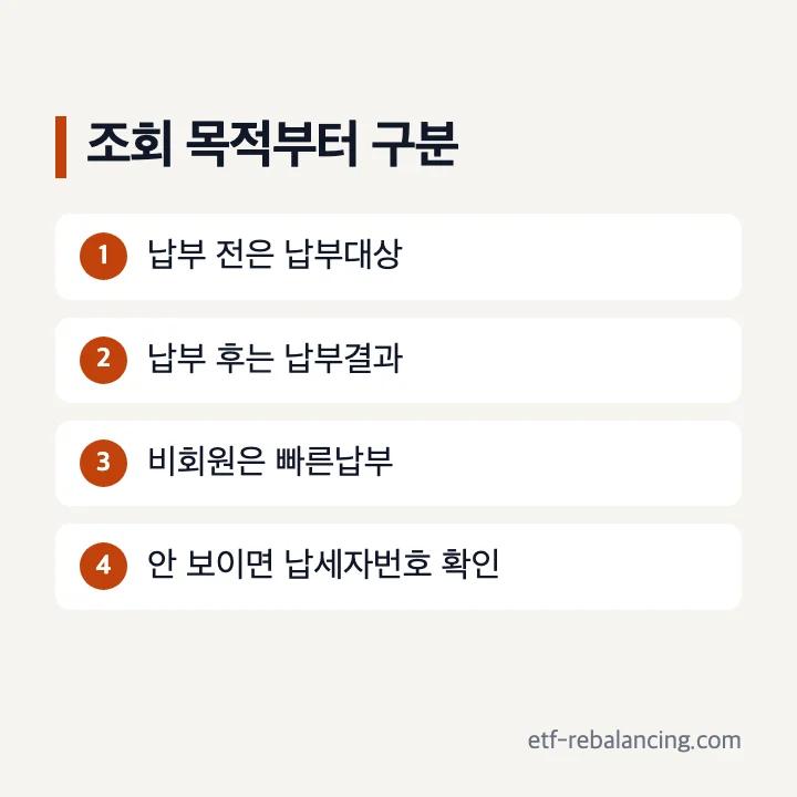 위택스 재산세 납부 전 조회와 납부 후 결과 조회 경로