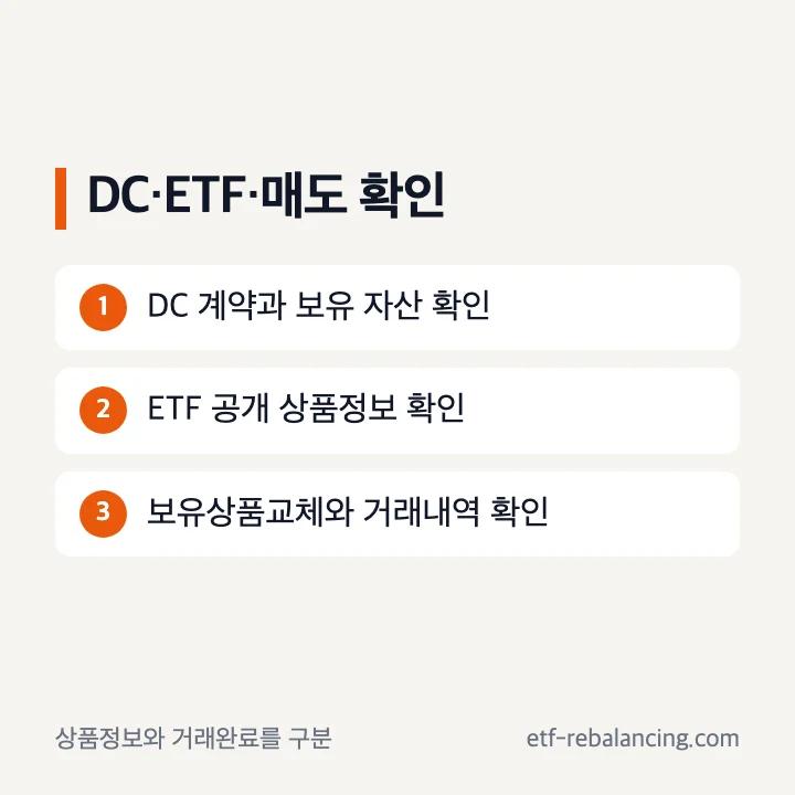 우리은행 퇴직연금 DC형 ETF 상품 매도 확인 흐름