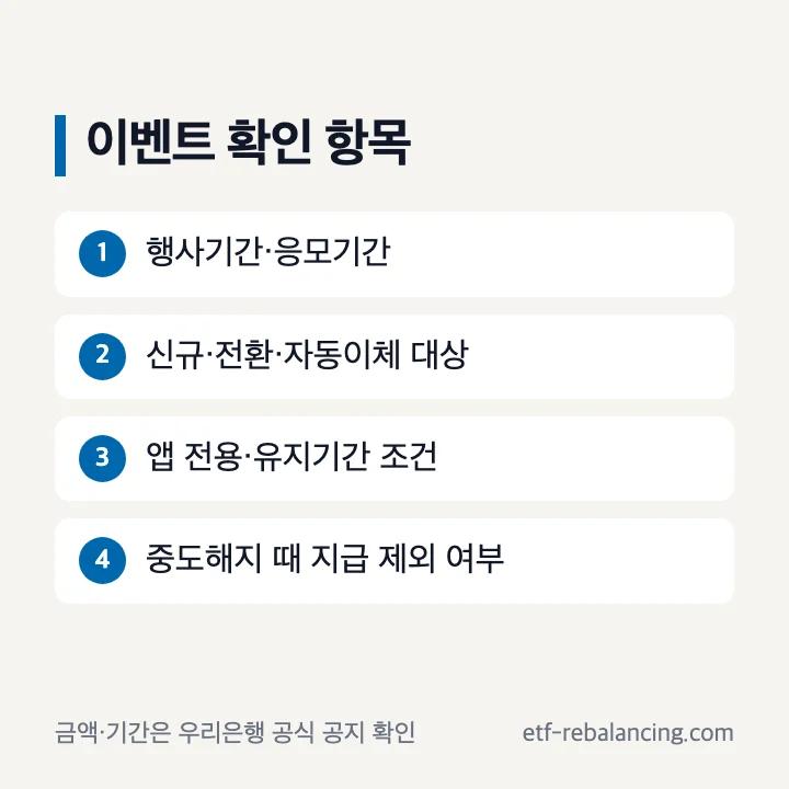 우리청약통장 이벤트 확인 항목 기간 대상 채널 조건