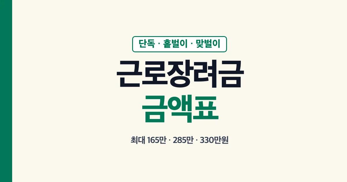 근로장려금금액표 근로장려금금액조회 근로장려금금액확인 근로장려금조회한도