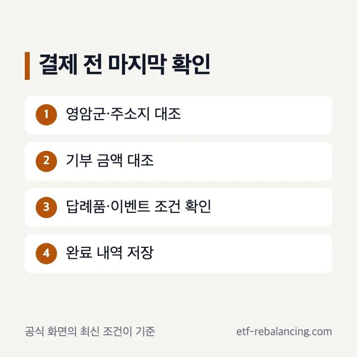 영암군 고향사랑기부 결제 전 확인 순서
