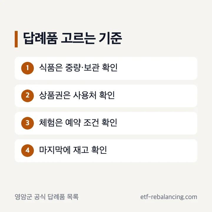 영암군 고향사랑기부 답례품 선택 기준