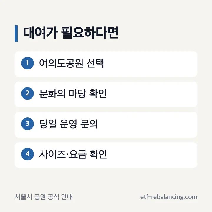 여의도공원 문화의 마당 인라인 대여소 방문 전 확인 순서