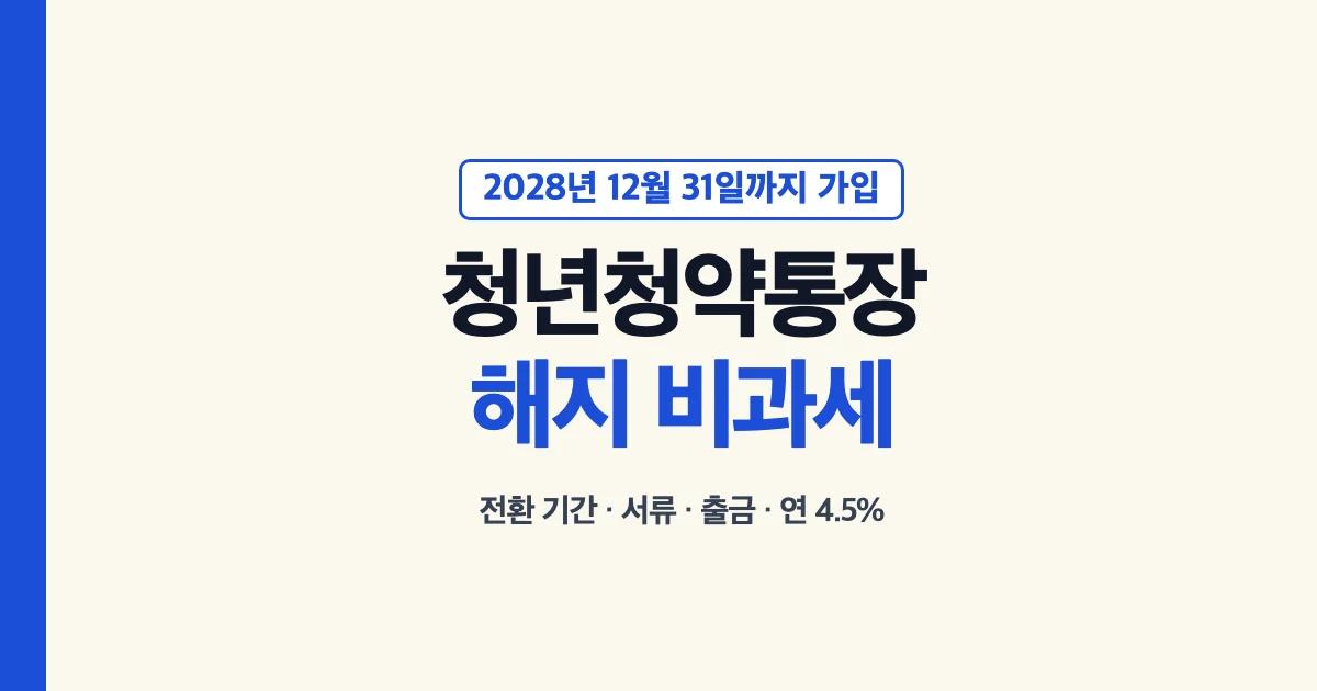 청년청약통장 해지 비과세 전환 기간 서류 출금 2028년 12월 31일까지 가입