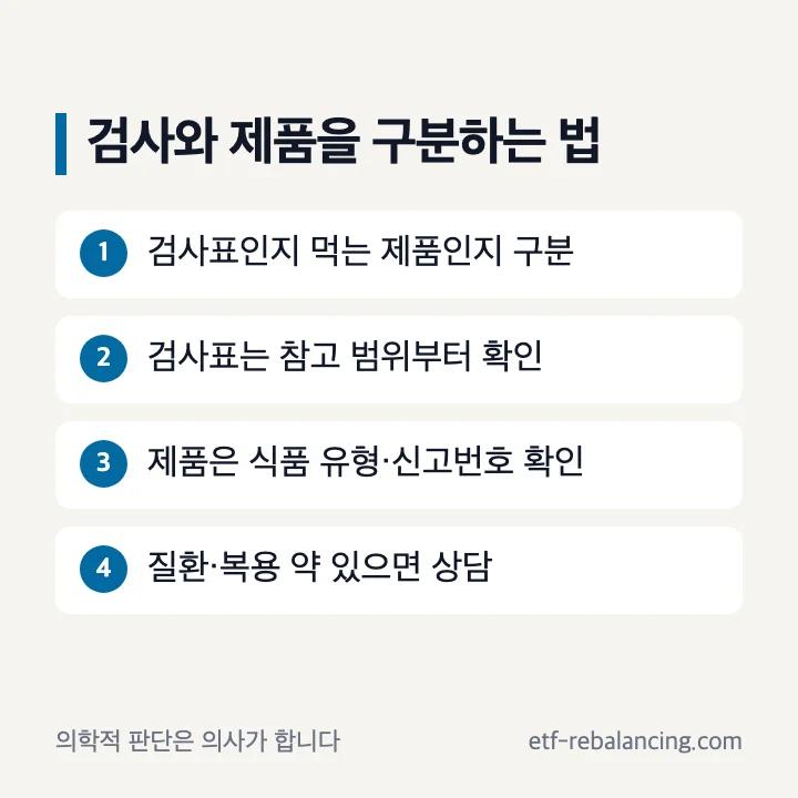 알부민 검사 결과와 제품 선택을 구분하는 네 단계 확인 순서
