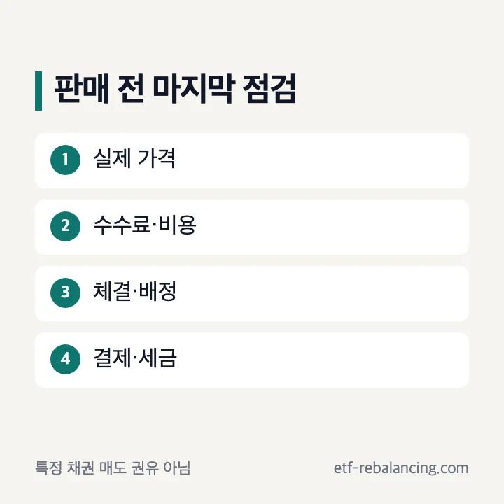 채권 판매 전 가격 비용 체결 세금 최종 점검