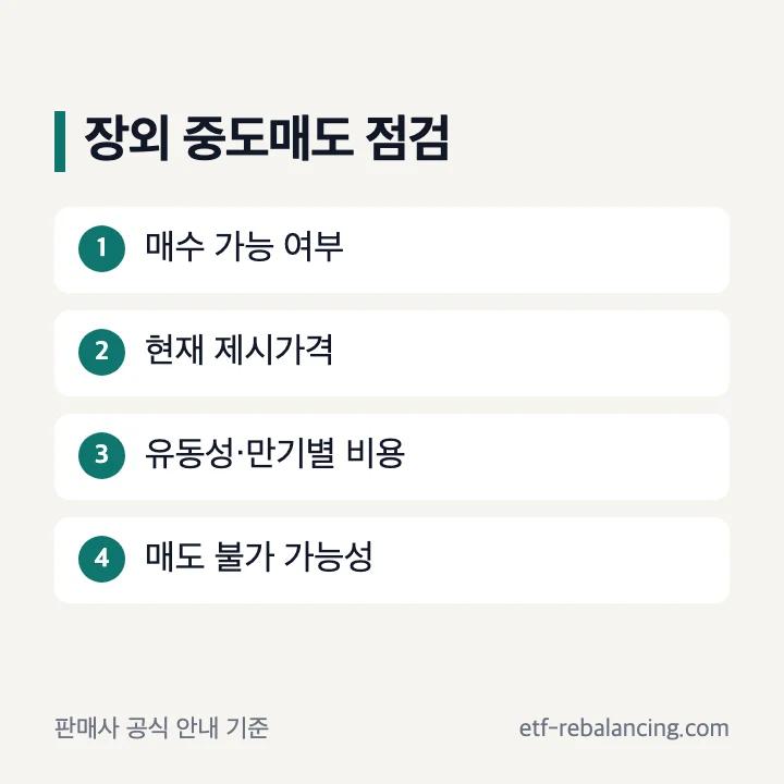 장외채권 중도매도 가능 여부 가격 비용 확인